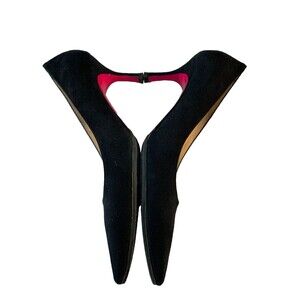 Luciano Padovan Heels Pumps Womens EU 37.5/ US 7.5 Black Suede Mid Heel Pointed